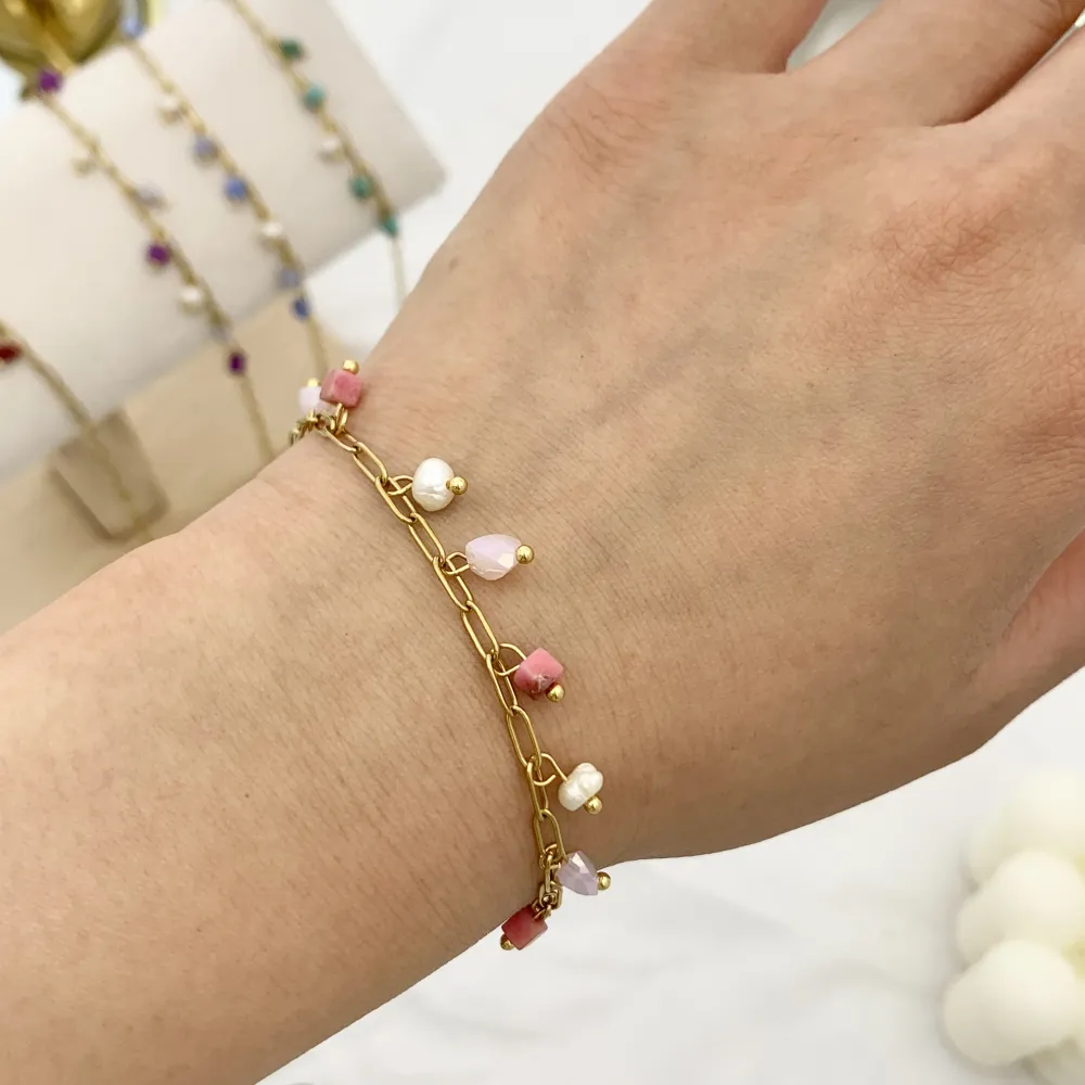 Perline Colorate-Bracciale in Acciaio - BAC-735-24