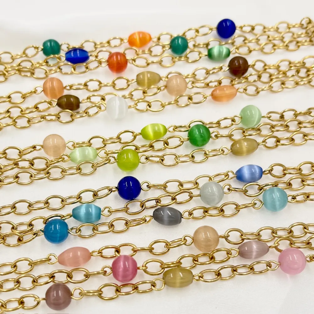 Catena a Tre fili con Perline-Bracciale in Acciaio - BAC-765-24