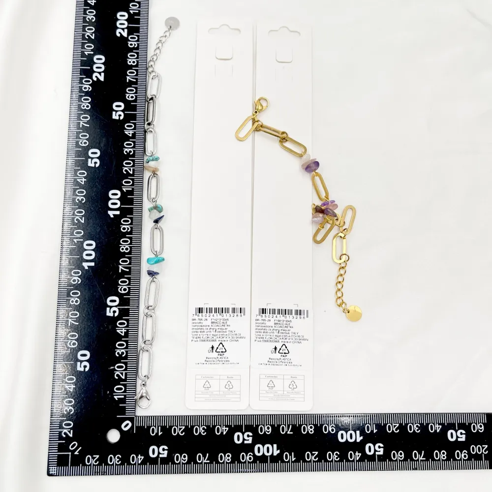 Catena con Perline-Bracciale in Acciaio - BAC-765-28