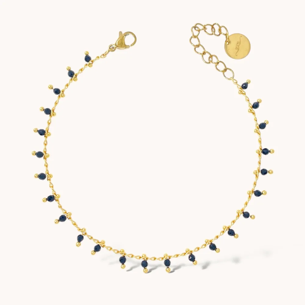 Catena con Cristallini Colorati -12pz Braccialei in Acciaio con Chiusura - BAC-765-45M