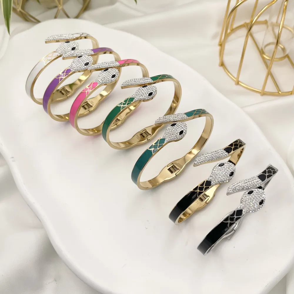 Serpente Smaltato-Bracciale Rigido in Acciaio - BAR-413-2254