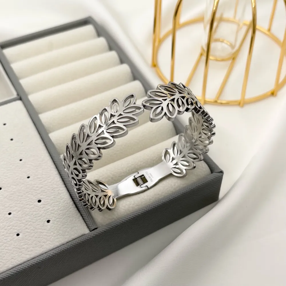 Foglia-Bracciale Rigido in Acciaio - BAR-413-2375