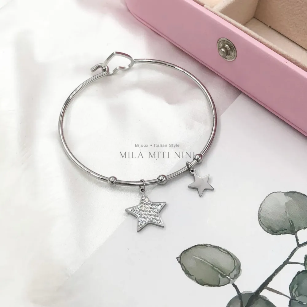 Pendenti Mix con Strass-12pz Bracciali Rigidi in Acciaio - BAR413-418