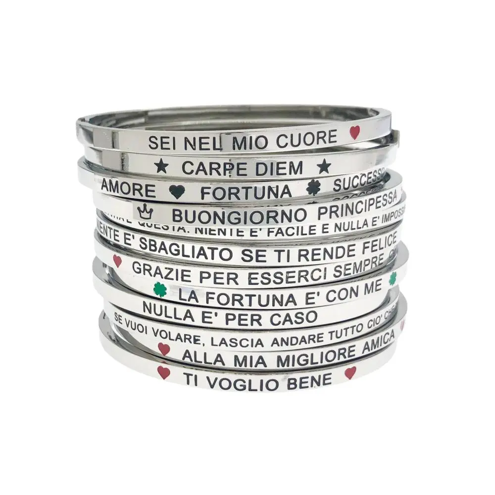 Eri solo da Incontrare-Bracciale Rigido con Le Frasi Smaltati i - BAR-413-B60 101#