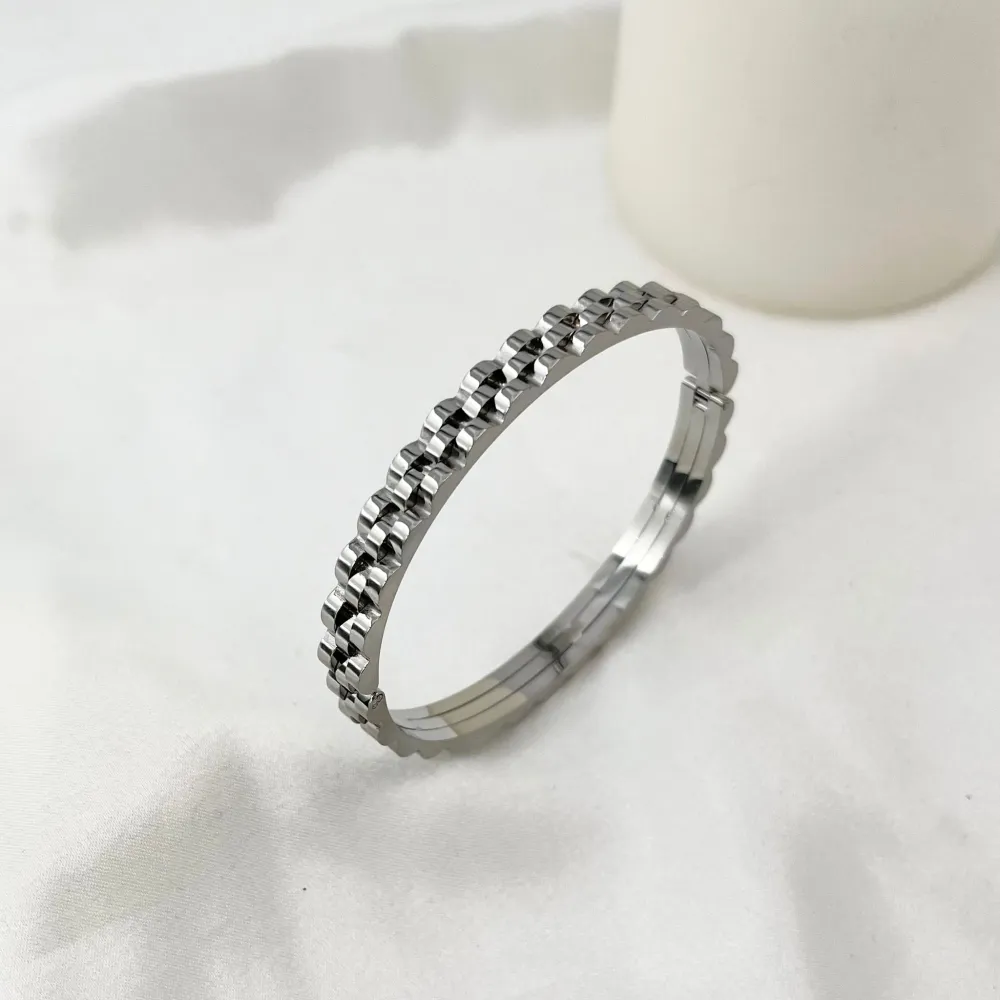 Semplice da Donna-Bracciale Rigido in Acciaio - BAR-413-S1244a