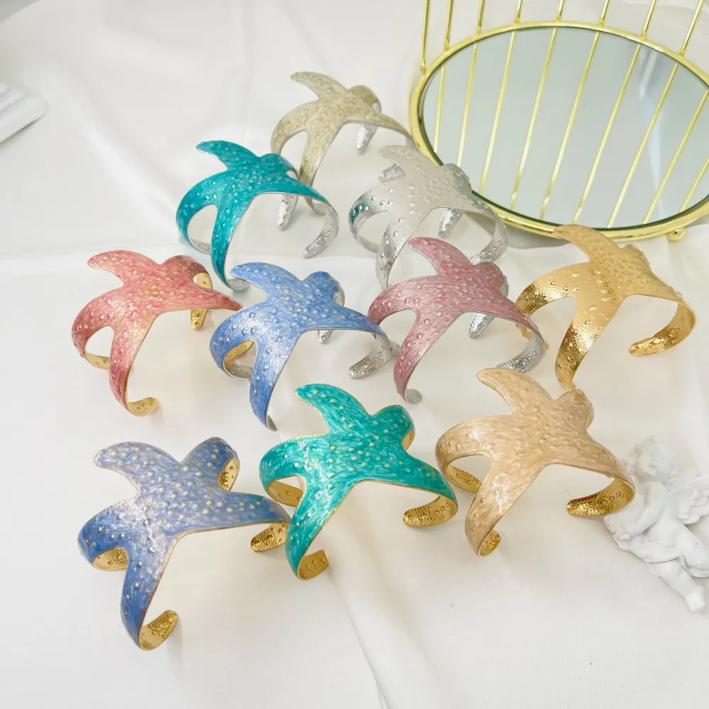 Stella Marina Smaltata-Bracciale Rigido in Acciaio - BAR-732-191