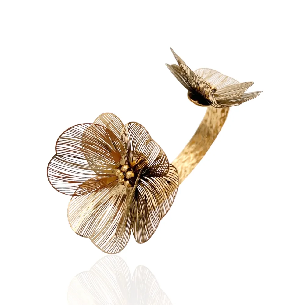 Doppio Fiore-Bracciale Rigido in Acciaio - BAR-732-197