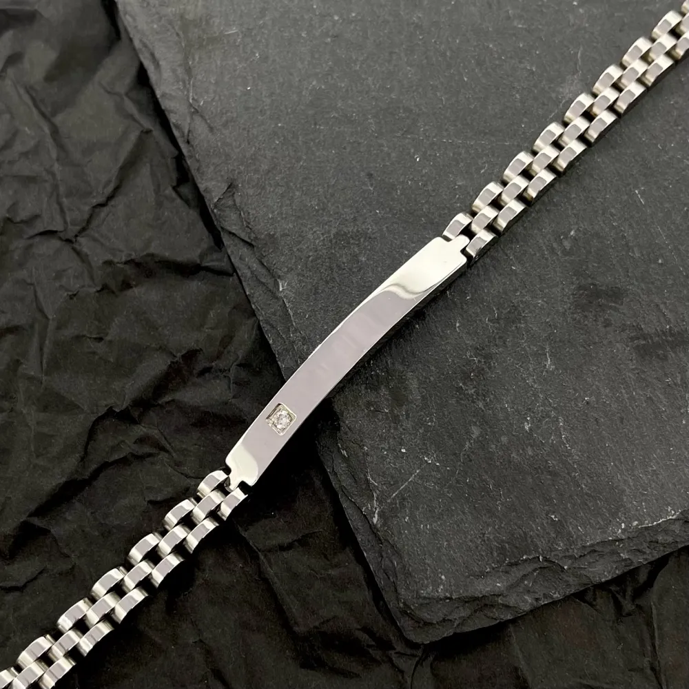 Catena Target con Punto Luce-Bracciale in Acciaio da Uomo - BAU-103-AA1655B