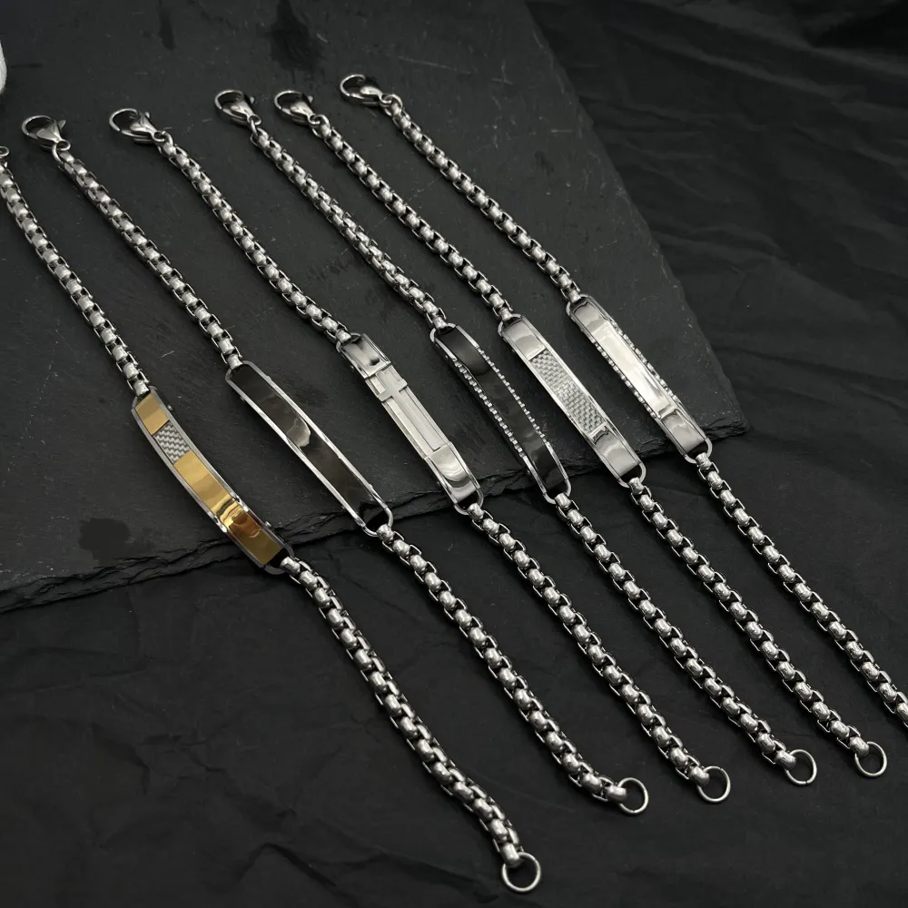 Piastrella con Catena-Bracciale Uomo in Acciaio - BAU-208-306