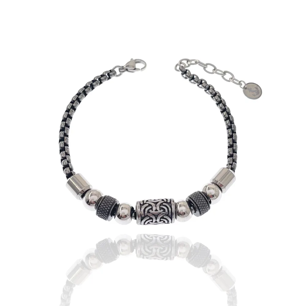 Palline-Bracciale in Acciaio da Uomo - BAU-500-BMS30167-28