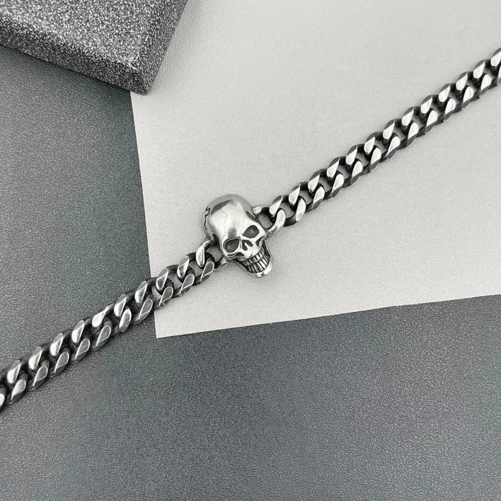 Teschio-Bracciale in Acciaio da Uomo - BAU-600-B110