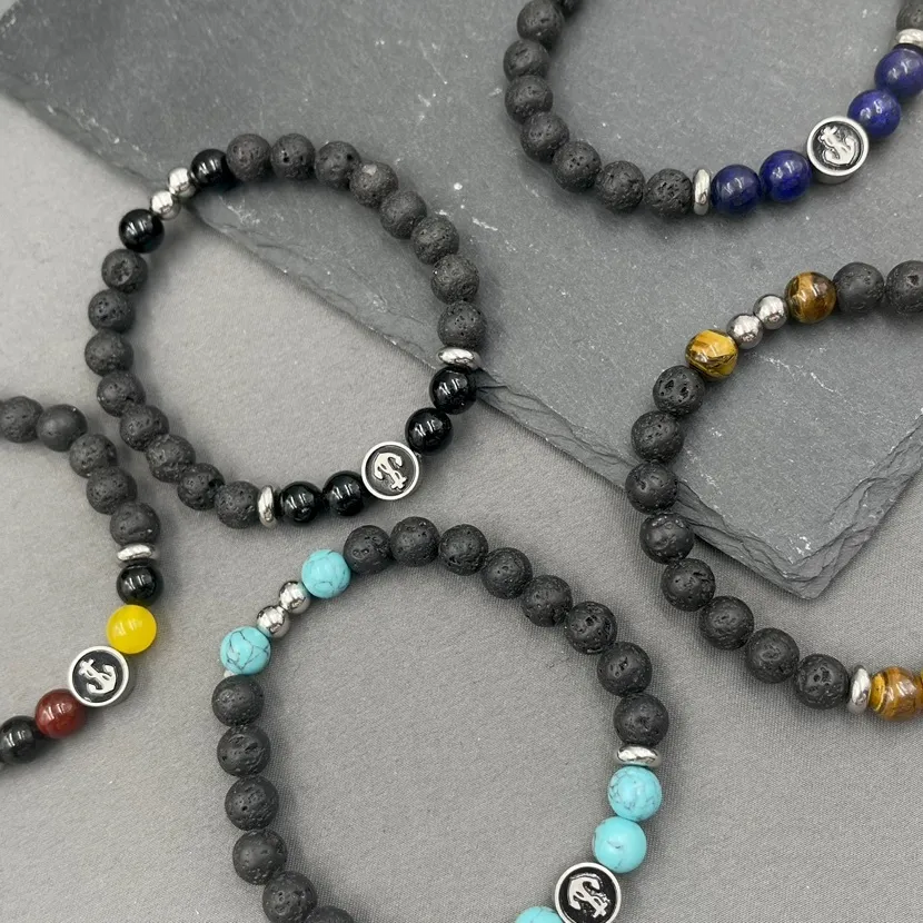 A'ncora-Bracciale Elastico in Acciaio da Uomo - BAU-600-B144