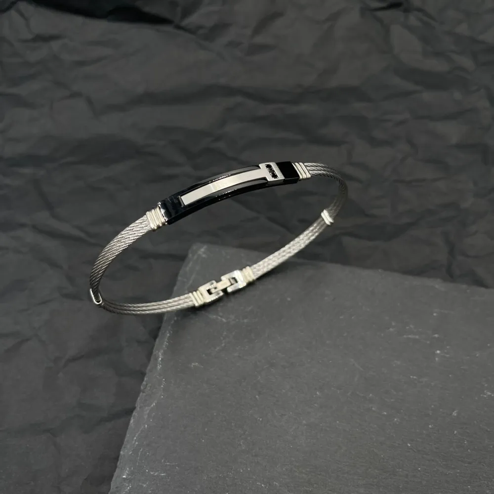 Semplice-Bracciale Semirigido da Uomo in Acciaio - BAU-600-H179