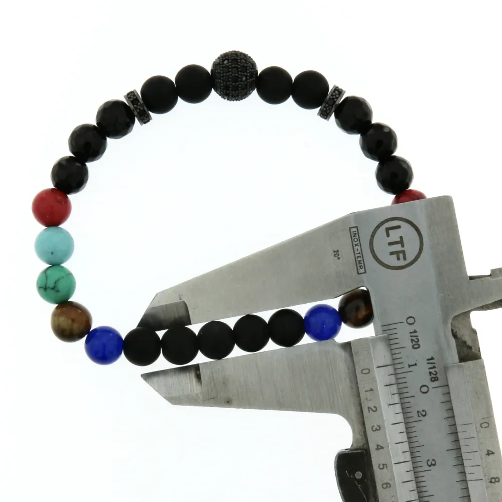 BAU6733-Pallina Zirconia- Bracciale Elastico con Pietre da Uomo - BAU6733-Pallina Zirconia- Bracciale Elastico da Uomo