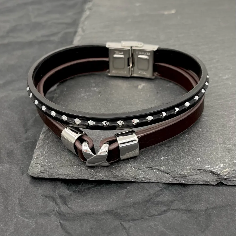 Semplice con X-Bracciale da Uomo in Acciaio - BAU-720-19