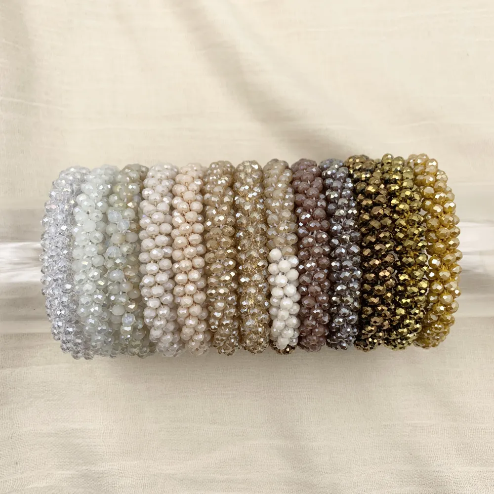 BCE1412-Cristalli Tonalità Beige - Bracciale Elastico - BCE1412-Cristalli Tonalità Beige - Bracciale Elastico