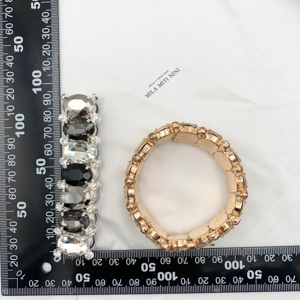 Ovale-Bracciale Elastico con Pietre Colorate - BMM-159-32