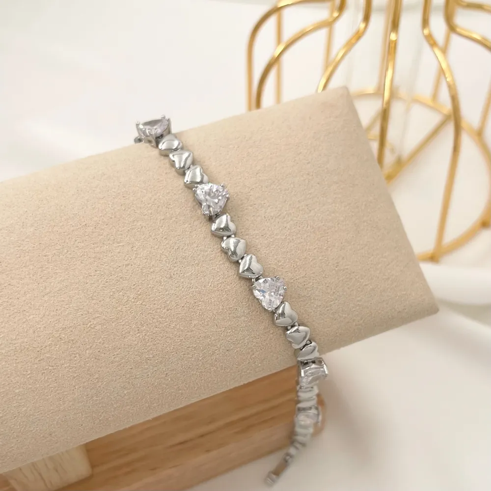 Cuore Zirconia con Cuoricini-Bracciale Con Cubic Zirconia - BMZ-109-195