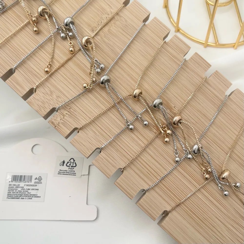 Tennis con Punto Luce -Bracciale Regolabile in Ottone e Zirconi - BMZ-109-L03 C