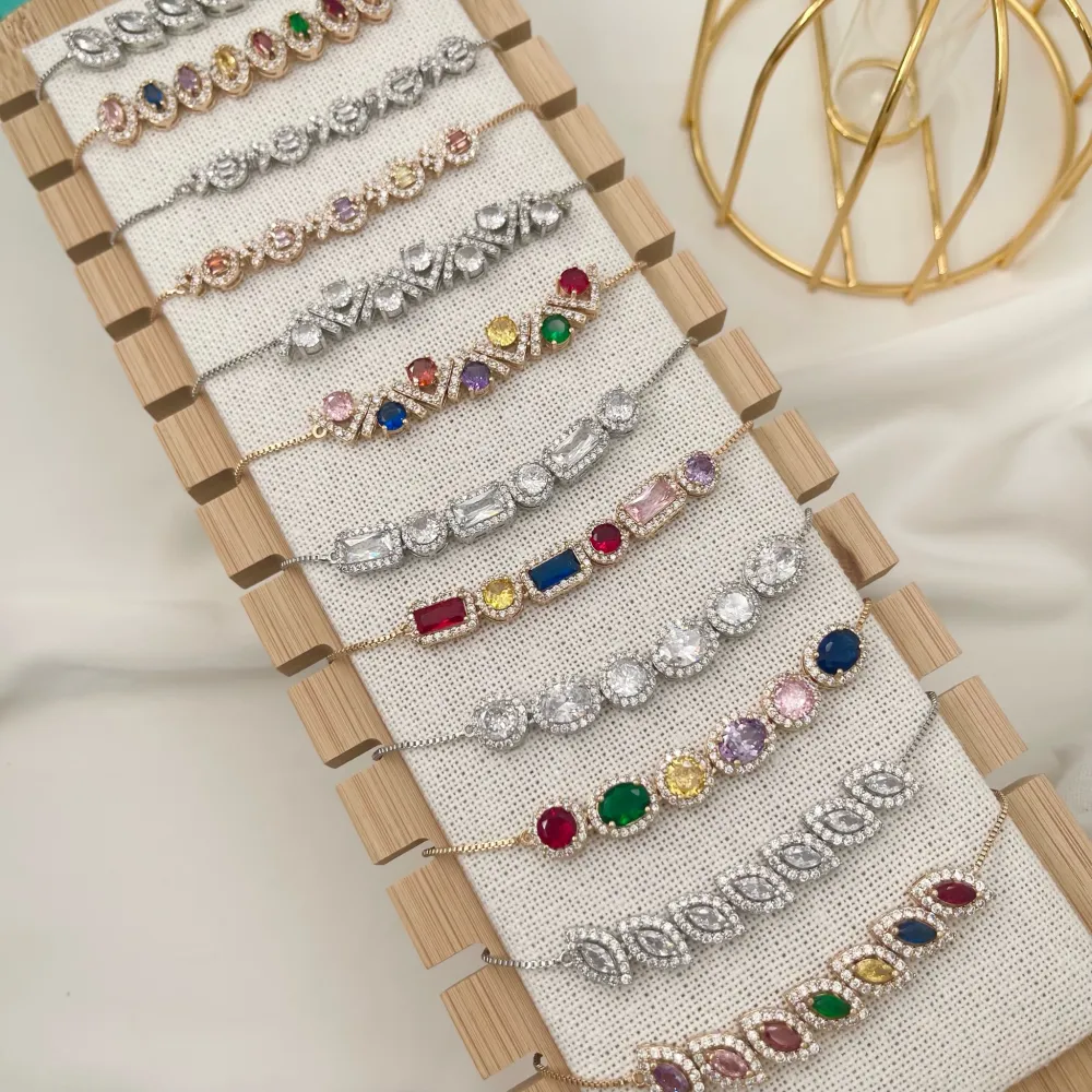 Cerchio-Bracciale Scorrevole in Ottone e Zirconia - BMZ-109-L03F