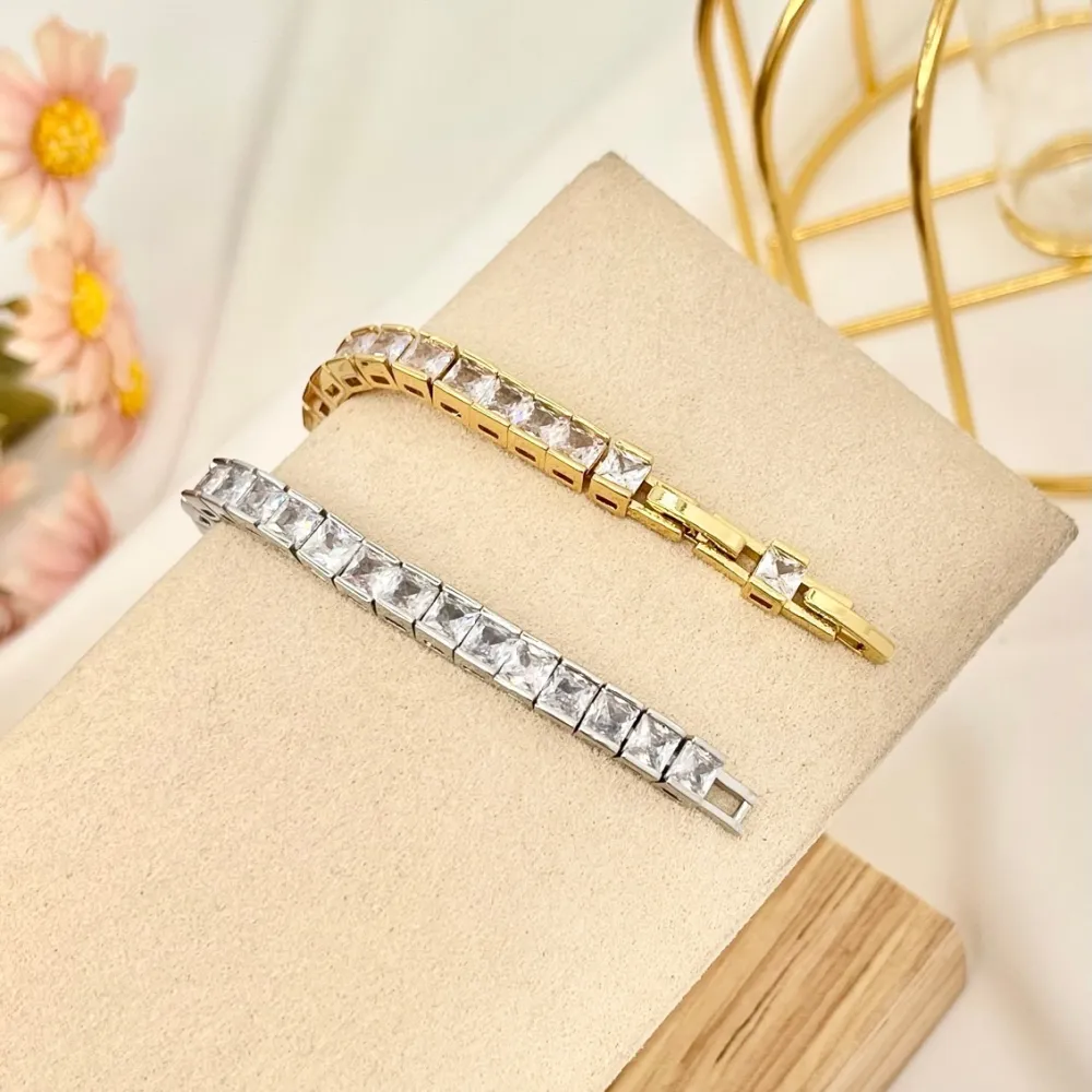 Tennis Quadrato-Bracciale con Cubic Zirconia - BMZ-243-14