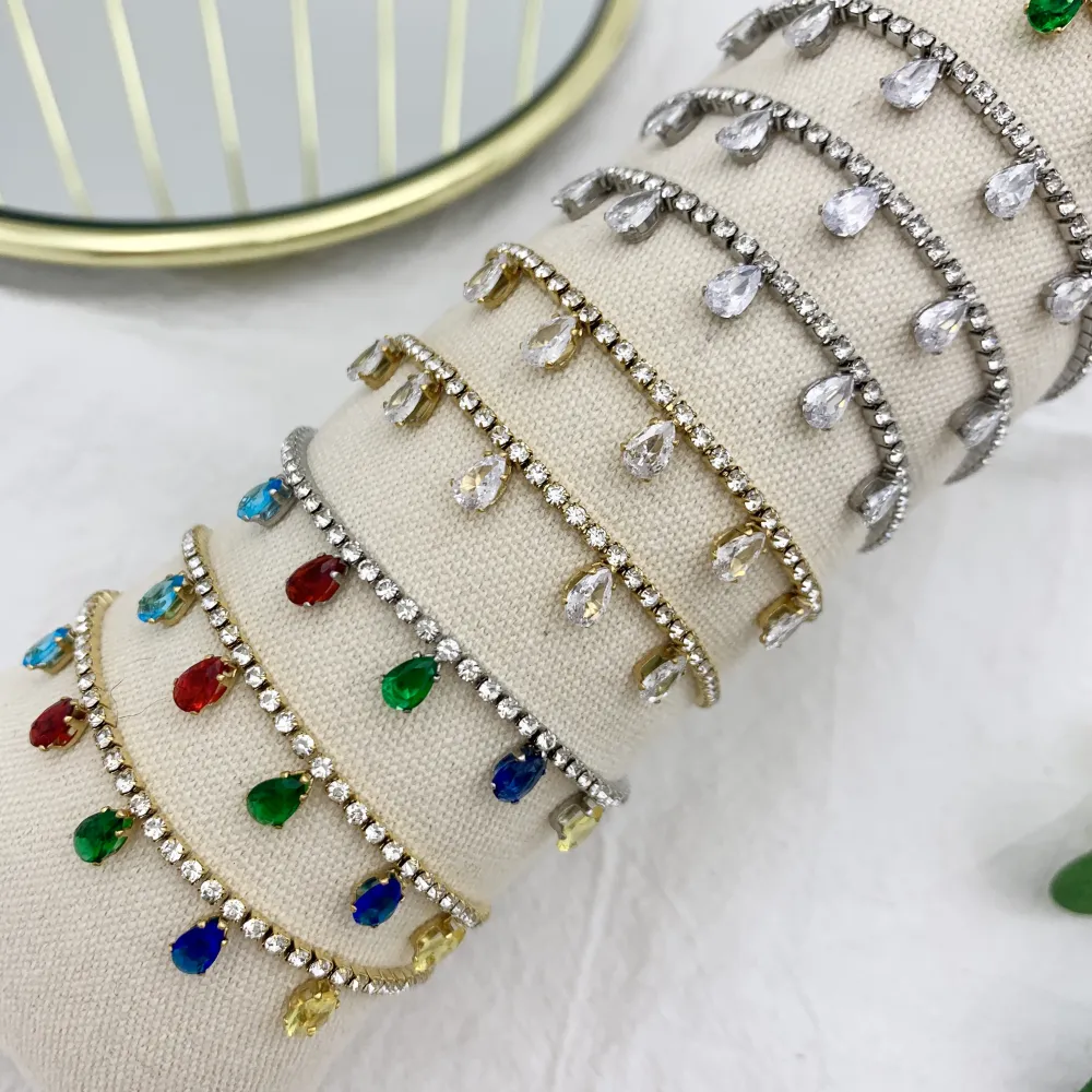 Tennis con Goccia-12pz Bracciali in Acciaio con Chiusura - BPA-103-AA2560B