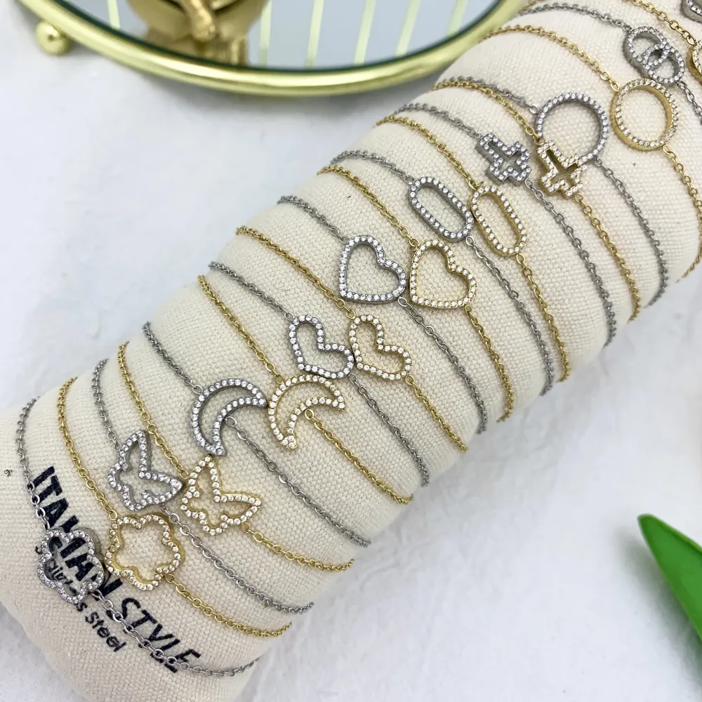 Soggetti Mix con Zirconia-24pz Bracciali in Acciaio con Chiusur - BPA-103-AA2819-2841B