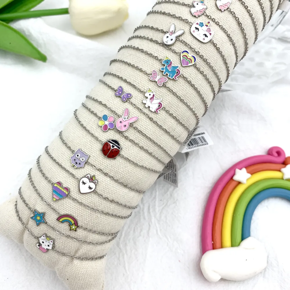 Mix Fantasia Smaltata da Bambina-24Pz Bracciali in Acciaio - BPA-103-AA898B