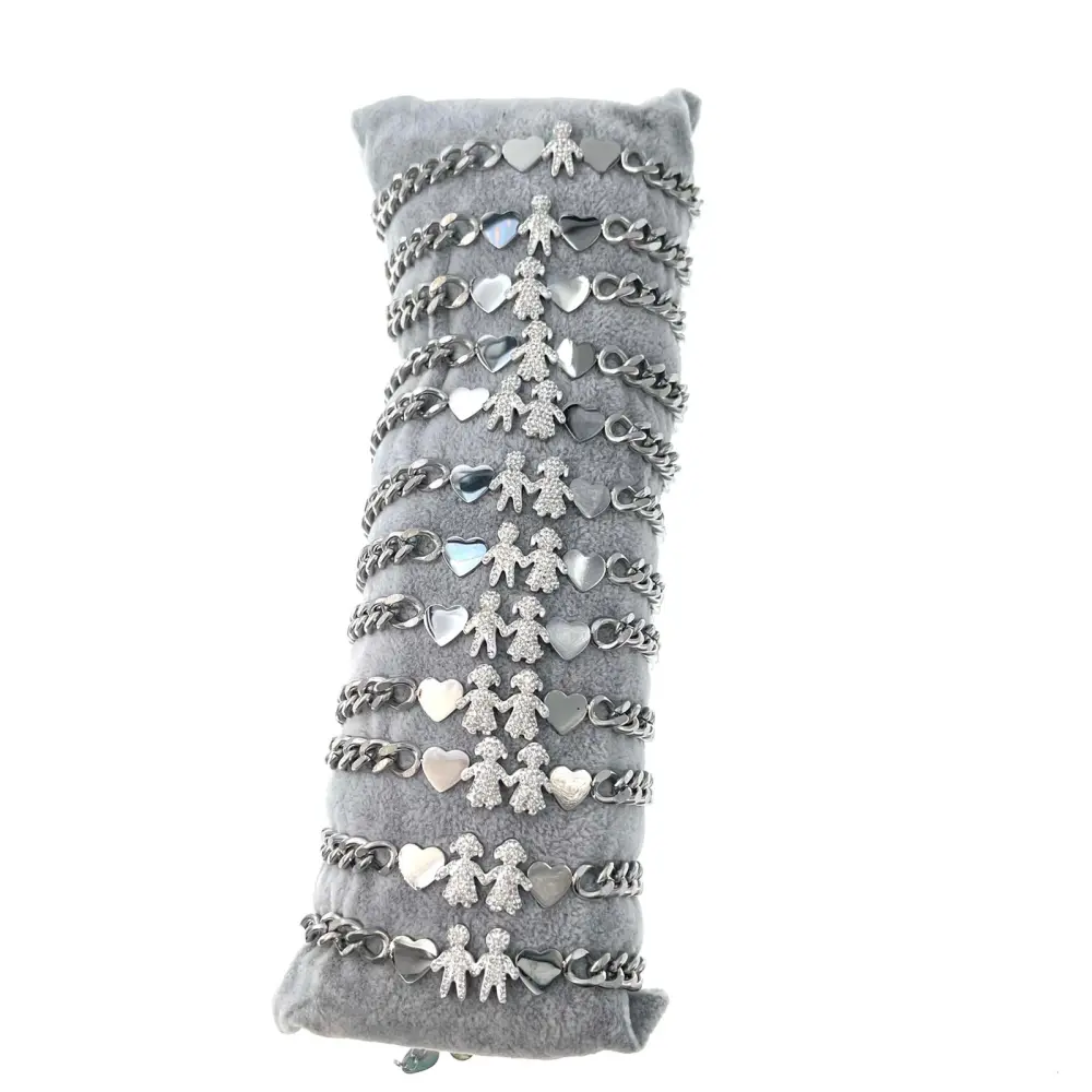 Famiglia - 12 Pz Bracciali in Acciaio con Chiusura a Moschetton - BPA413-1445