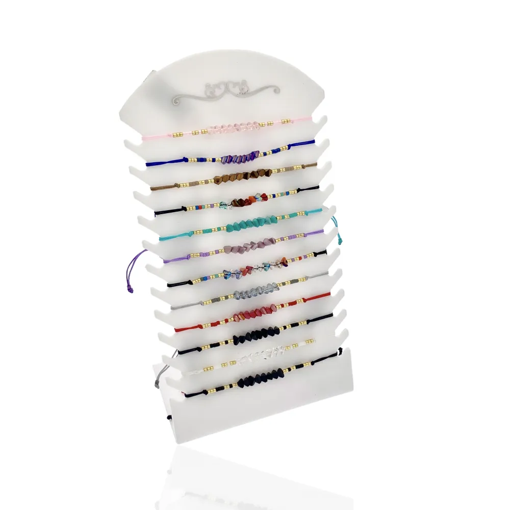 Vetro Triangolare  con Perline-12pz Bracciali Regolabili - BPM-480-R03