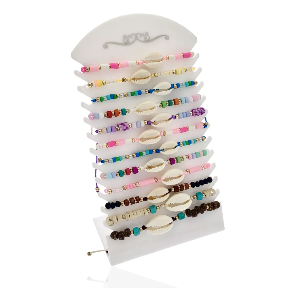 Conchiglia con Perline-12pz Bracciali Regolabili - BPM-480-R10