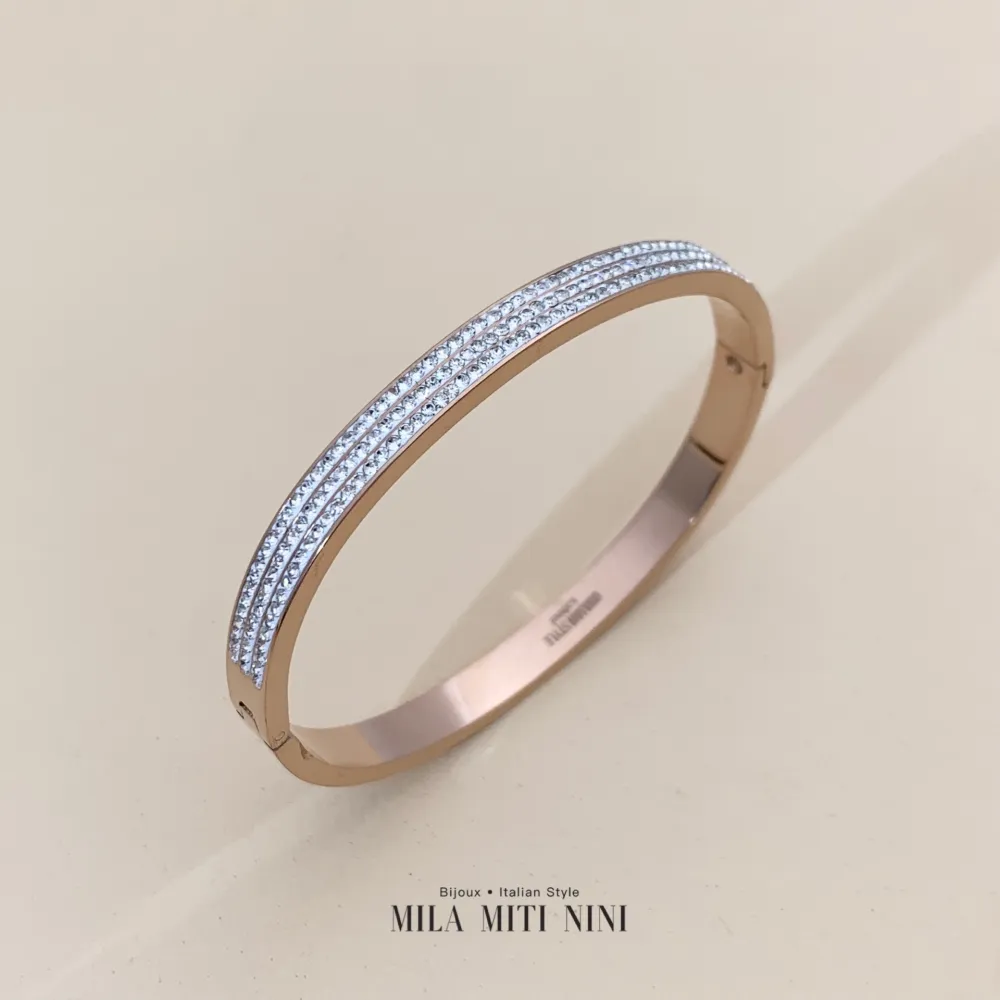 Bracciale Rigido con Tre Fili di Strass - BRA413-903