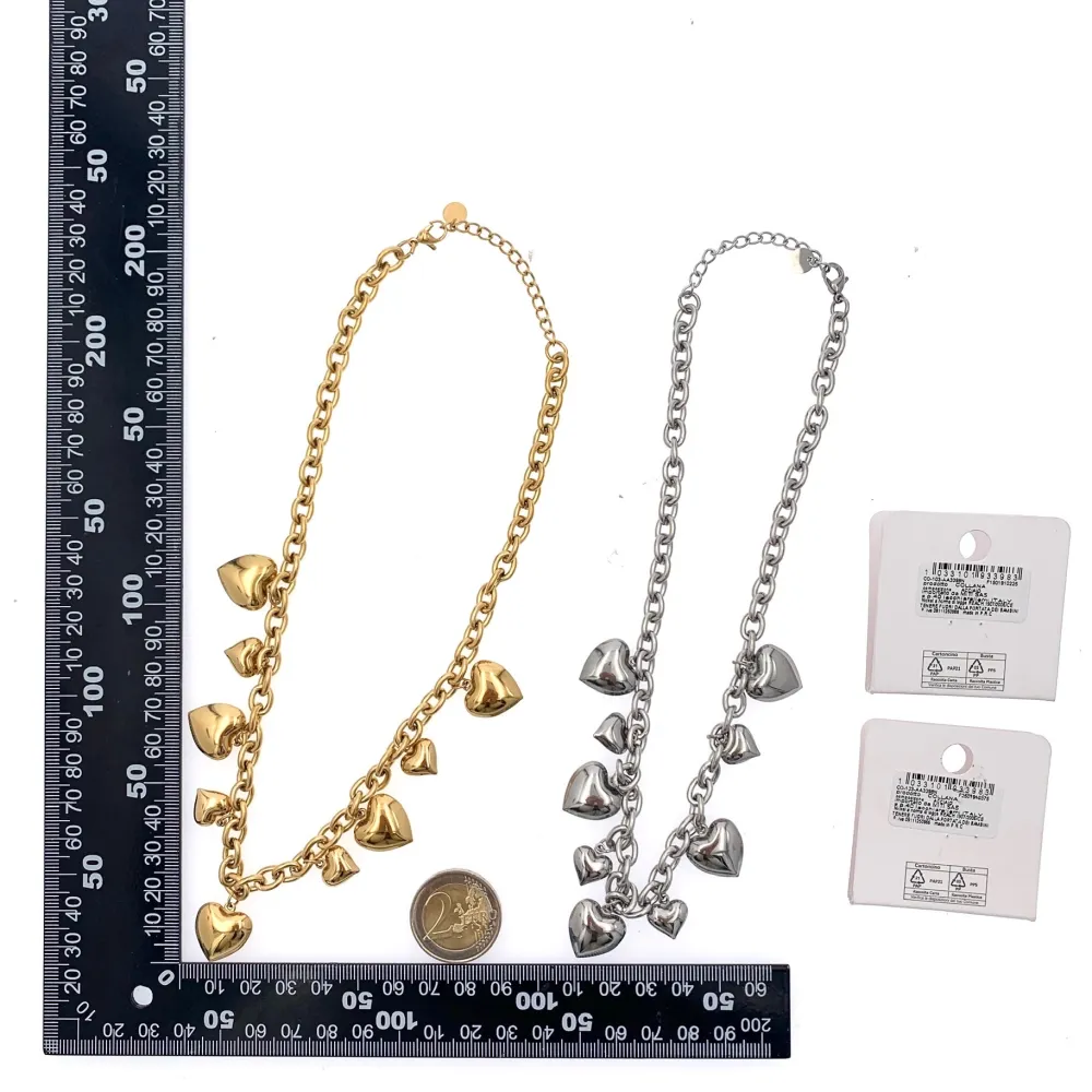 Catena Con cuore  -Collana Corta in Acciaio - CAC-103-3398N