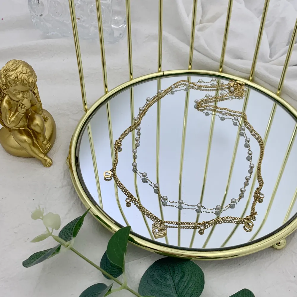 Doppio Perla e Cerchio-Collana Corta in Acciaio - CAC-103-AA1167N