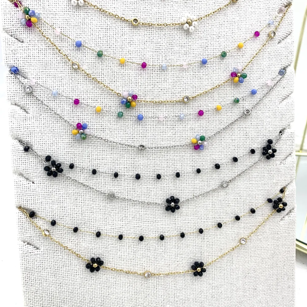 Doppio con Margherita-Collana Corta in Acciaio - CAC-103-AA1177N