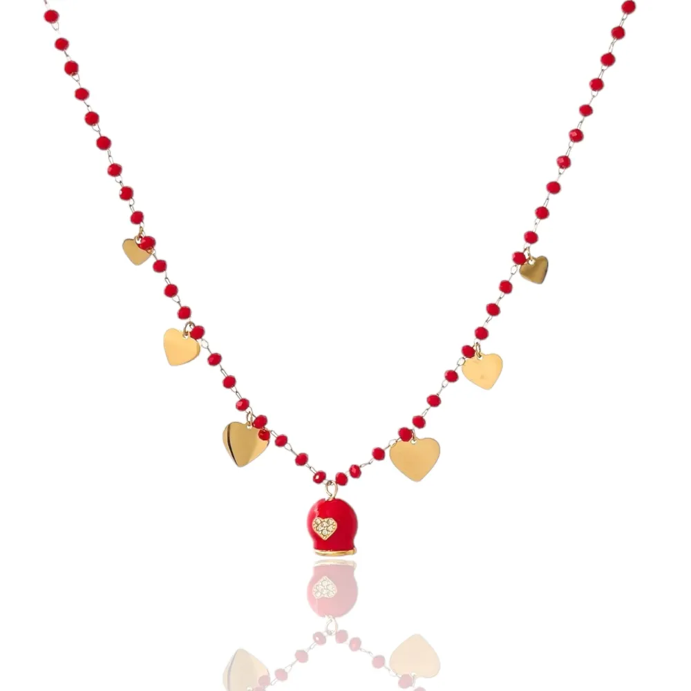 Campanello Cuore-Collana Corta in Acciaio - CAC-103-AA1359NN