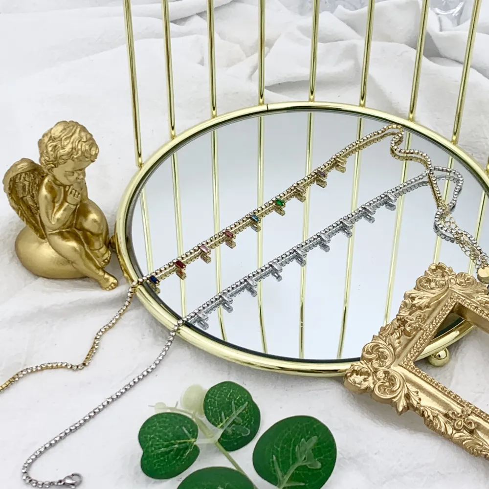 Tennis con Barretta-Collana Corta in Acciaio - CAC-103-AA1664N