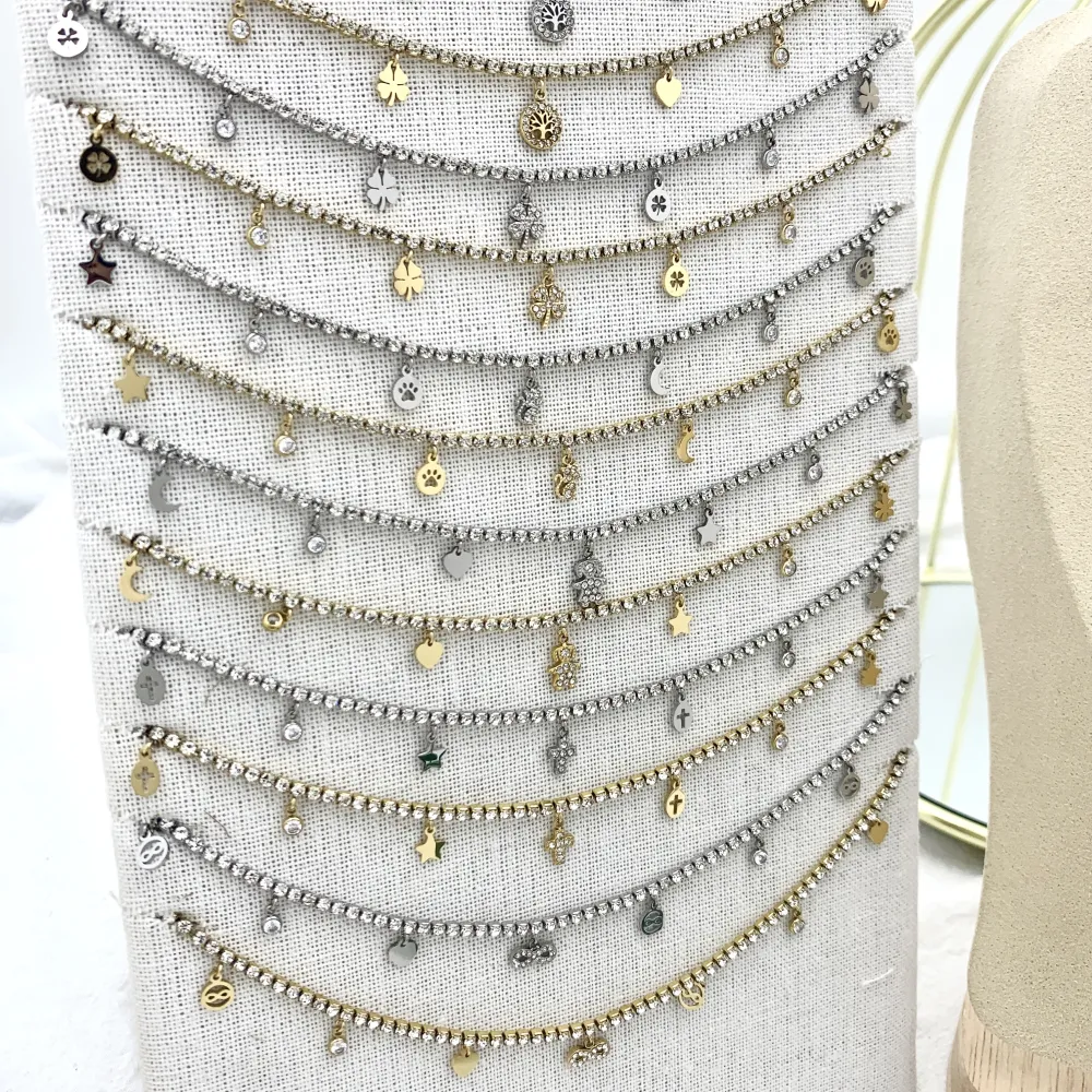 Tennis con Tondo-Collana Corta in Acciaio - CAC-103-AA2528N Tondo