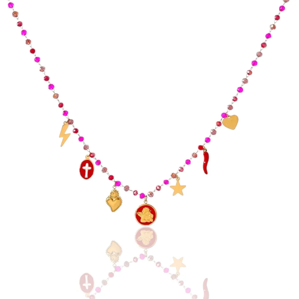 Angelo Smaltato con Stella Fulmine-Collana Corta in Acciaio - CAC-103-AA2707N