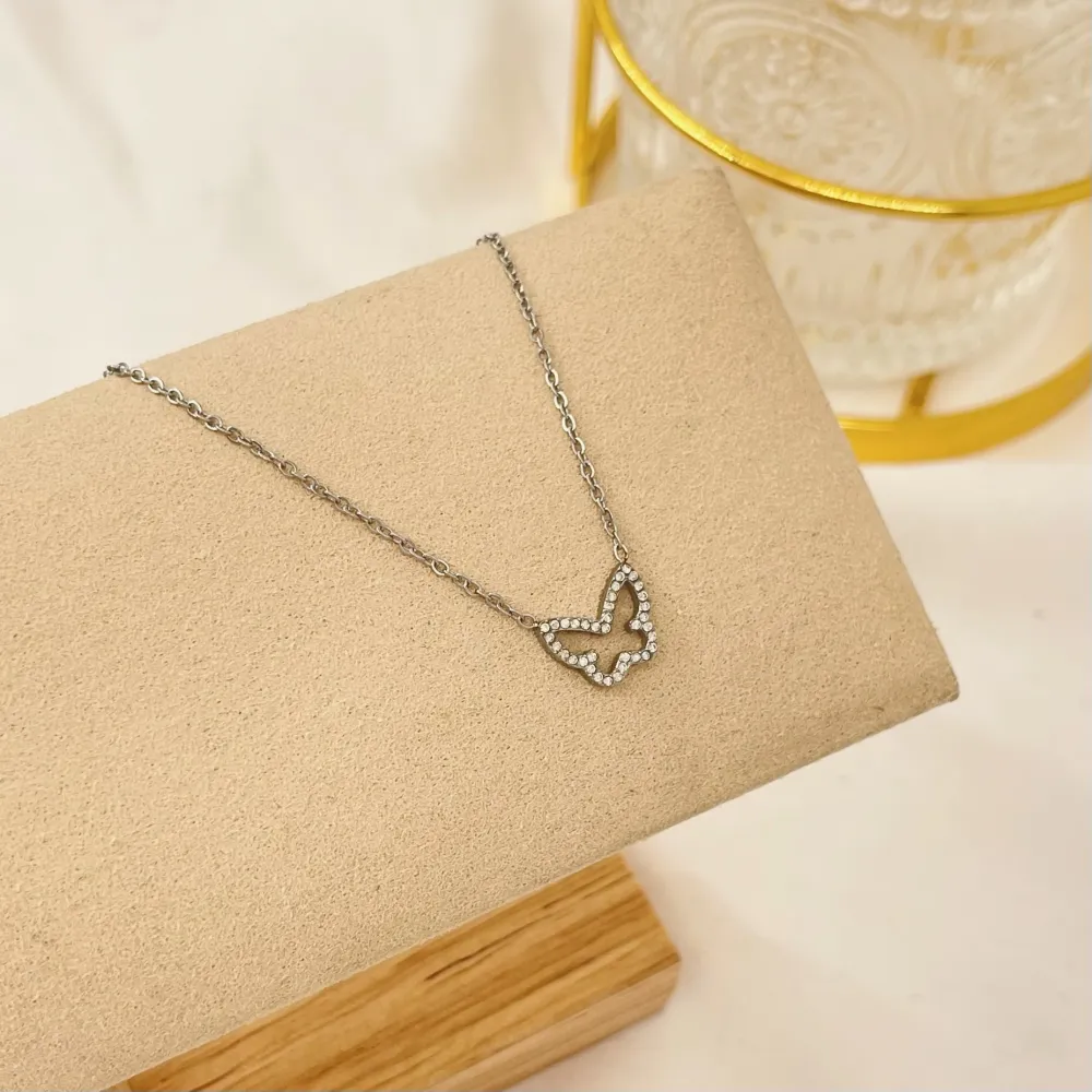 Farfalla-Collana Corta in Acciaio - CAC-103-AA2828N