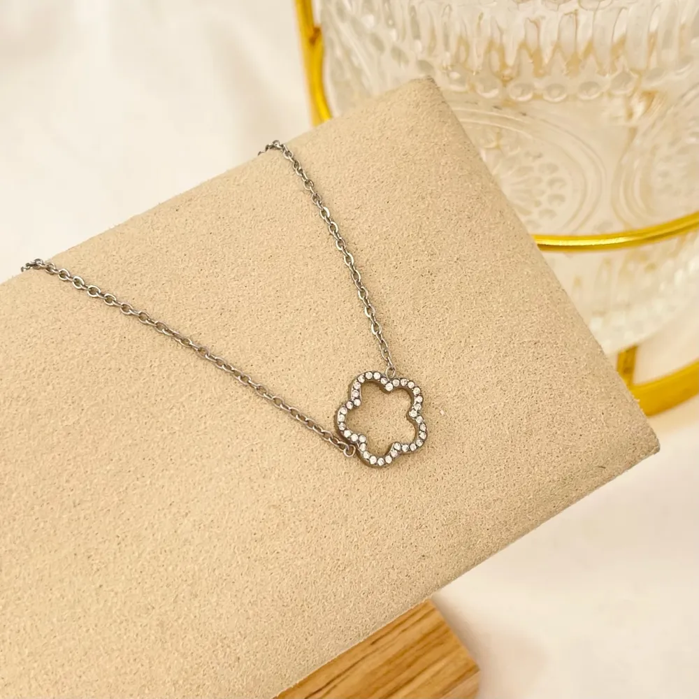 Fiore-Collana Corta in Acciaio - CAC-103-AA2842N