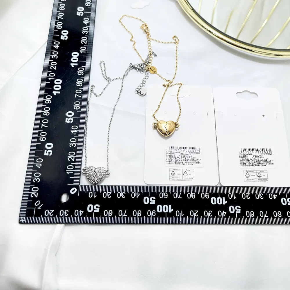 Cuore con Strass Spezzabile-Collana Corta in Acciaio - CAC-103-AA3499N