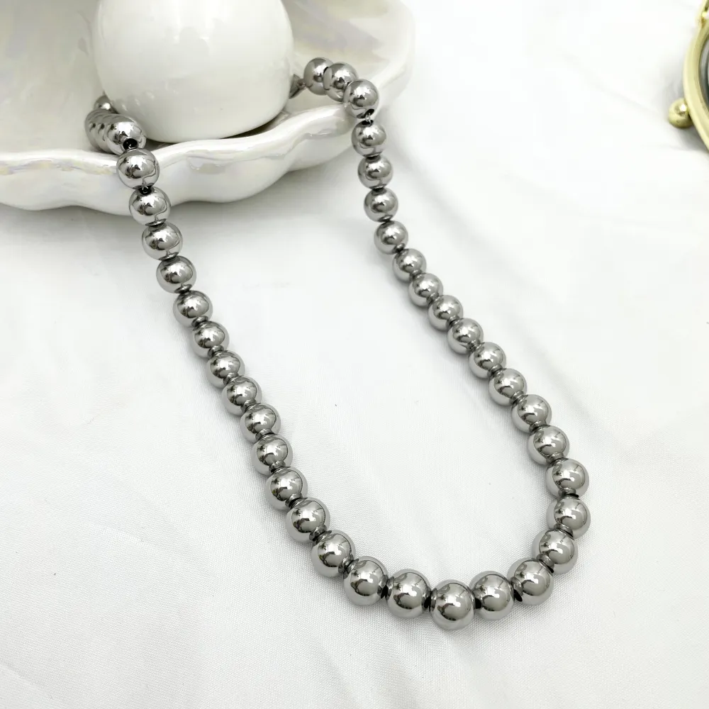 Pallina Vuota 10mm-Collana Corta in Acciaio - CAC-103-AA3993N  10mm