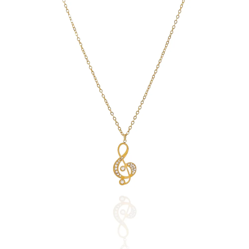 Nota Musicale-Collana Corta in Acciaio - CAC-103-AA4534N