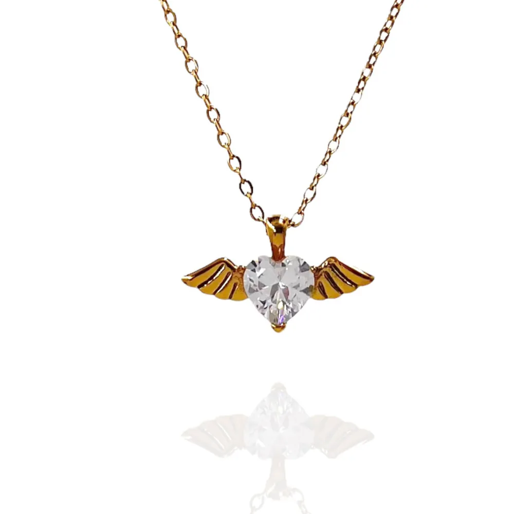 Cuore con le Ali-Collana Corta in Acciaio - CAC-103-AA497N