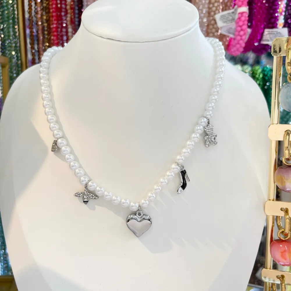 Perla e Ape-Collana Corta in Acciaio - CAC-103-AA5307N