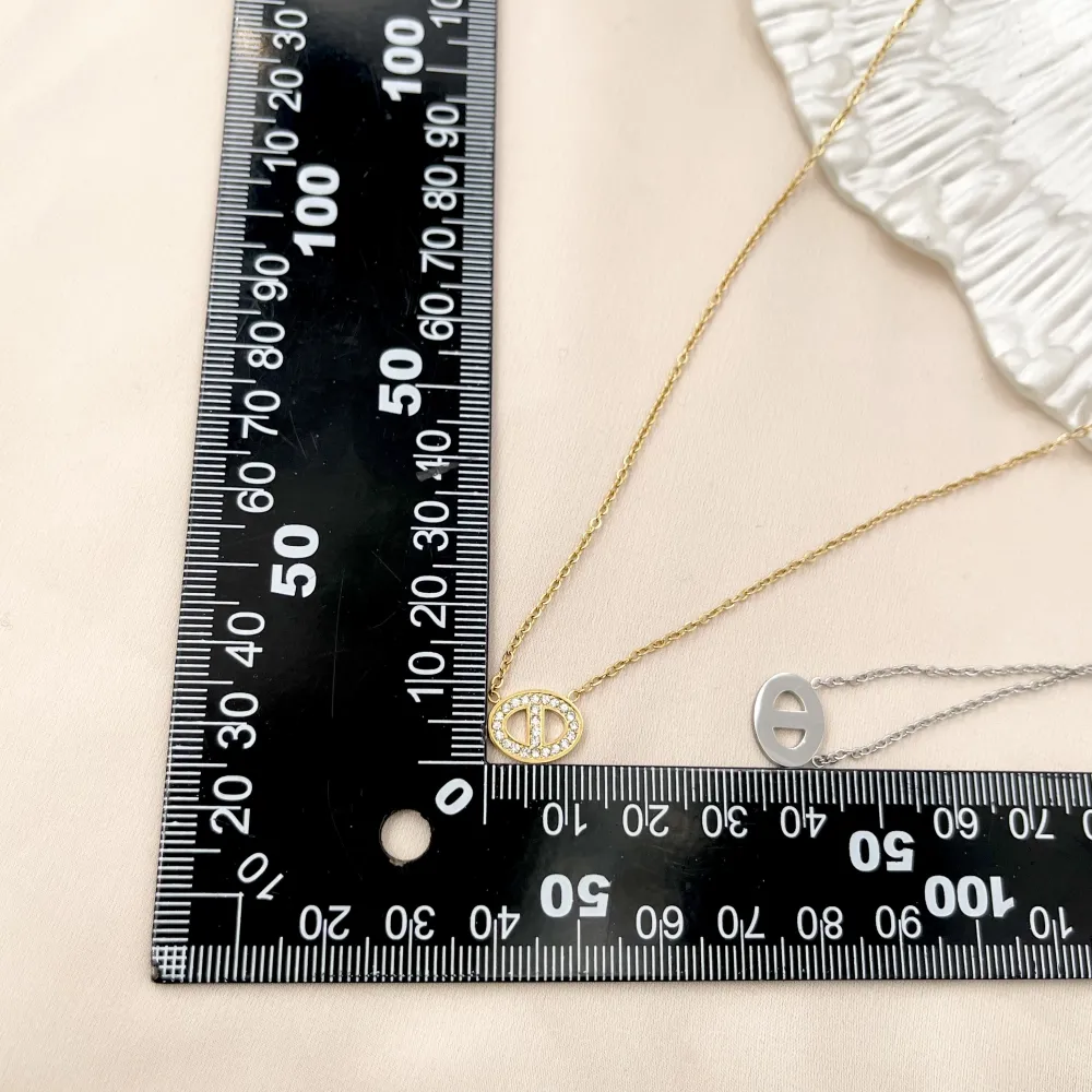 Cerchio Ovale -Collana Corta in Acciaio - CAC-103-AA755N