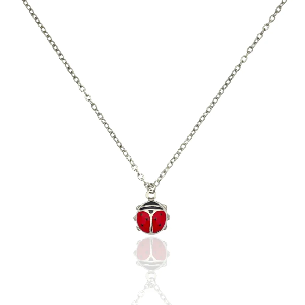 Coccinella Smaltata-Collana Corta in Acciaio - CAC-103-AA831N