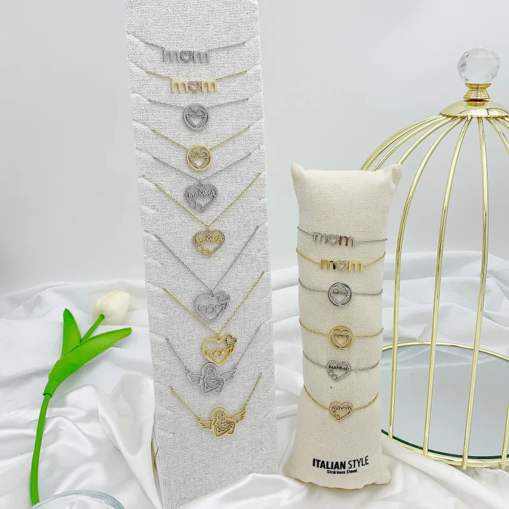 Mom Mamma-Collana Corta in Acciaio e Zirconia - CAC-103-AA953N