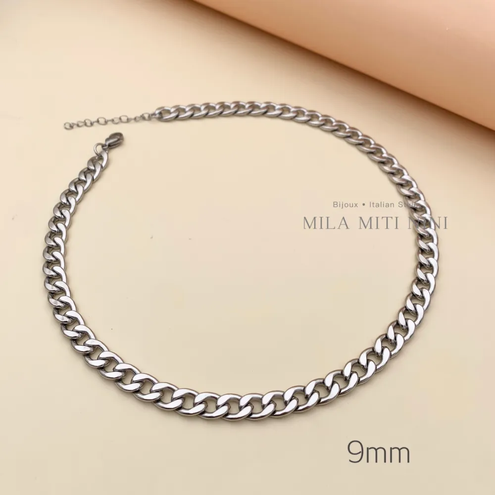 Groumette 10mm-Collana Corta in Acciaio - CAC208-245-246-247